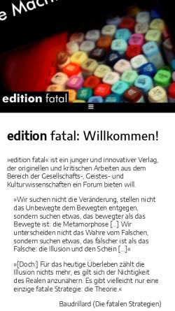 Vorschau der mobilen Webseite www.edition-fatal.de, Edition fatal Verlagsgesellschaft