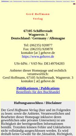 Vorschau der mobilen Webseite www.gehove.de, Gerd Hoffmann Verlag