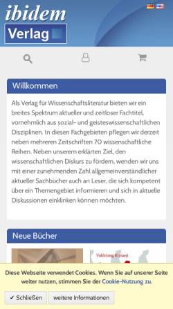 Vorschau der mobilen Webseite ibidem-verlag.de, Ibidem-Verlag