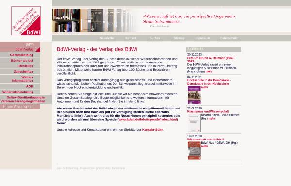 Vorschau von www.bdwi.de, Verlag des Bundes demokratischer Wissenschaftlerinnen und Wissenschaftler (BdWi-Verlag)