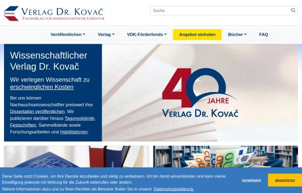 Vorschau von www.verlagdrkovac.de, Verlag Dr. Kovač