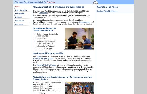 Vorschau von www.gfza.de, Güstrower Fortbildungsgesellschaft für Zahnärzte (GFZa)