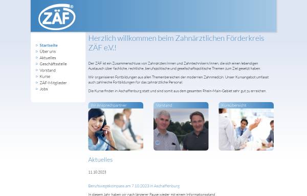 Vorschau von www.zaef.de, ZAEF-Zahnärztlicher Förderkreis Aschaffenburg