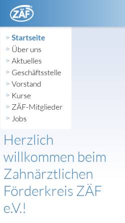 Vorschau der mobilen Webseite www.zaef.de, ZAEF-Zahnärztlicher Förderkreis Aschaffenburg