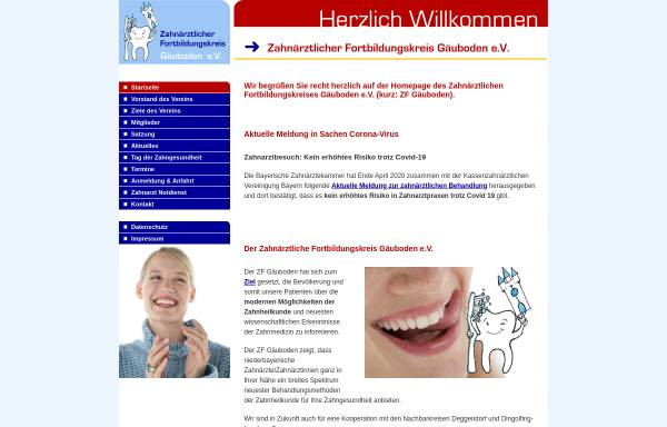 Vorschau von www.zf-gaeuboden.de, Zahnärztlicher Fortbildungskreis Gäuboden e.V.