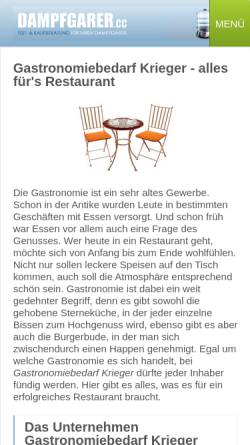 Vorschau der mobilen Webseite www.gastronomiebedarf-krieger.de, P. Krieger Hotel- und Gaststättenbedarf GmbH & Co. KG