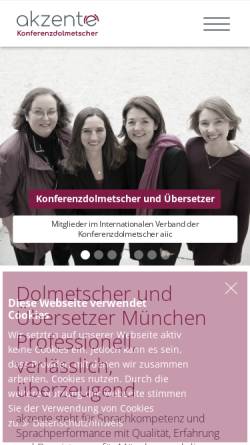 Vorschau der mobilen Webseite www.akzente-sprachen.de, Akzente Konferenzdolmetscher, Inh. Isolde Gaßner