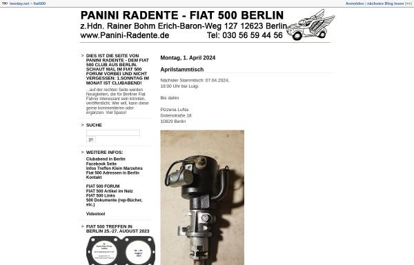 Clubseite der Panini-Radente (Fiat 500 Club)