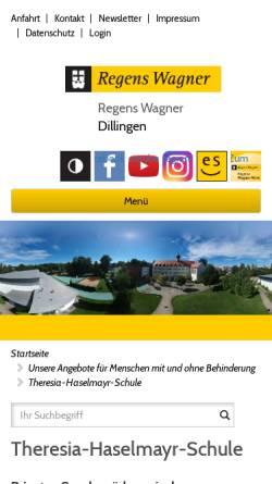 Vorschau der mobilen Webseite theresia-haselmayr-schule.de, Theresia-Haselmayr-Schule