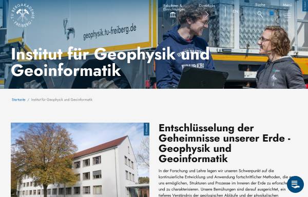 Vorschau von www.geophysik.tu-freiberg.de, Institut für Geophysik der Technischen Universität Bergakademie Freiberg