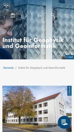 Vorschau der mobilen Webseite www.geophysik.tu-freiberg.de, Institut für Geophysik der Technischen Universität Bergakademie Freiberg