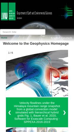 Vorschau der mobilen Webseite www.geophysik.uni-muenchen.de, Institut für Geophysik der Universität München