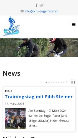 Vorschau der mobilen Webseite bmx-zugerracer.ch, BMX-Club Zuger-Racer