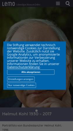Vorschau der mobilen Webseite www.hdg.de, Helmut Kohl - Deutsches Historisches Museum