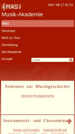 Vorschau der mobilen Webseite www.musik-akademie.de, Musik-Akademie für Senioren