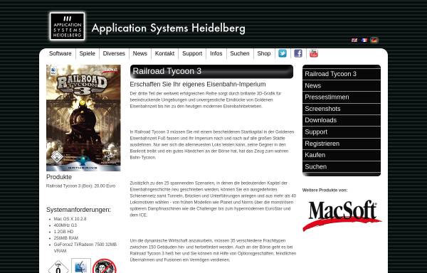 Vorschau von www.macsoftgames.de, Railroad Tycoon 3 für MacOS