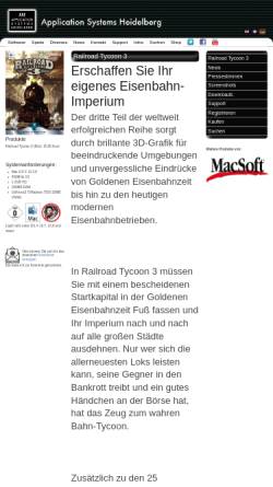 Vorschau der mobilen Webseite www.macsoftgames.de, Railroad Tycoon 3 für MacOS
