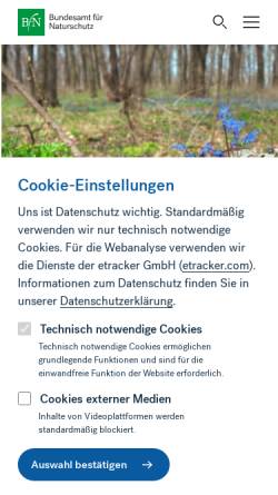 Vorschau der mobilen Webseite www.bfn.de, Bundesamt für Naturschutz (BfN)
