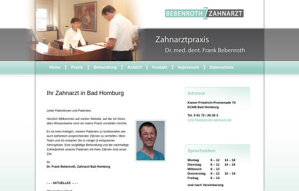 Vorschau von www.bebenroth-zahnarzt.de, Dr. med. dent. Frank Bebenroth