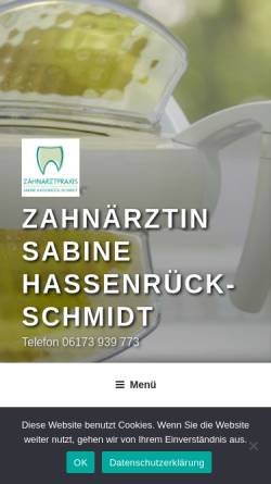 Vorschau der mobilen Webseite www.praxis-hassenrueck.de, Zahnärztin Sabine Hassenrück-Schmidt