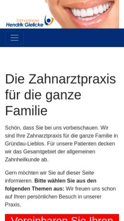 Vorschau der mobilen Webseite www.zahnarzt-gruendau.de, Zahnarztpraxis Hendrik Gielicke