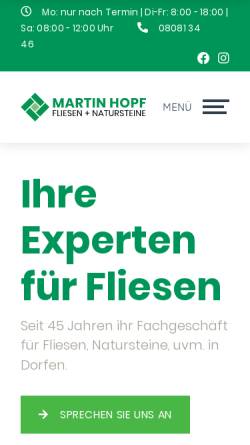 Vorschau der mobilen Webseite www.fliesen-hopf.de, Fliesen-Marmor Hopf