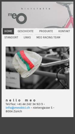 Vorschau der mobilen Webseite www.meobici.ch, Carmelo Meo Biciclette