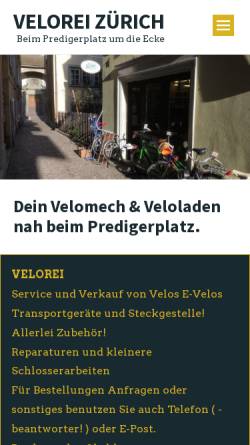 Vorschau der mobilen Webseite www.velorei.ch, Velorei Zürich