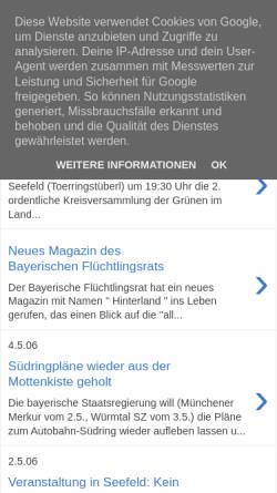 Vorschau der mobilen Webseite gruenegauting.blogspot.com, Bündnis 90/Die Grünen Gauting