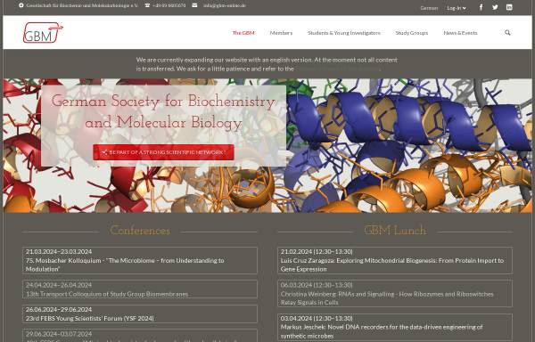 Vorschau von www.gbm-online.de, Gesellschaft für Biochemie und Molekularbiologie e.V.
