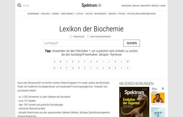 Vorschau von www.wissenschaft-online.de, Lexikon der Biochemie