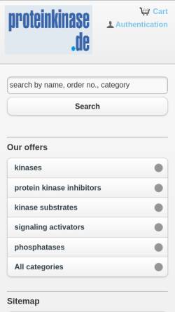 Vorschau der mobilen Webseite www.proteinkinase.info, Protein Kinases