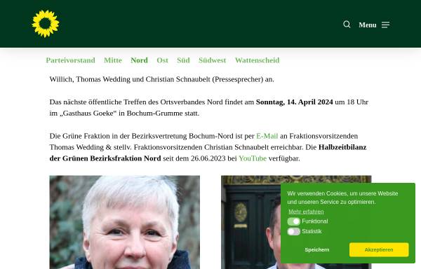 Vorschau von www.gruene-bochum-nord.de, Bündnis 90/Die Grünen Ortsverband Bochum Nord