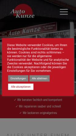 Vorschau der mobilen Webseite www.auto-kunze.de, Auto Kunze