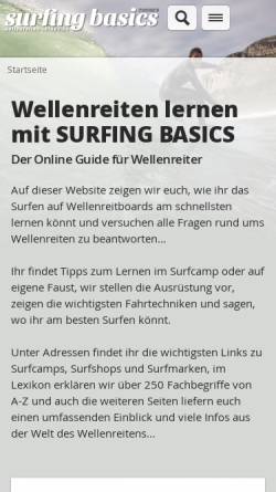 Vorschau der mobilen Webseite www.wellenreiten-lernen.de, Surfing Basics