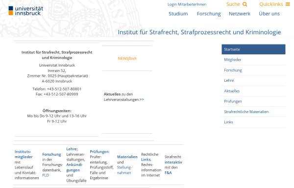 Vorschau von www.uibk.ac.at, Institut für Strafrecht der Universität Innsbruck