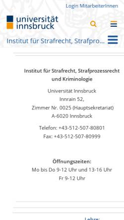 Vorschau der mobilen Webseite www.uibk.ac.at, Institut für Strafrecht der Universität Innsbruck