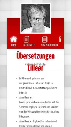 Vorschau der mobilen Webseite www.dk-uebersetzungen.de, Übersetzungen Lilleor, Inh. Malene Golmhofer