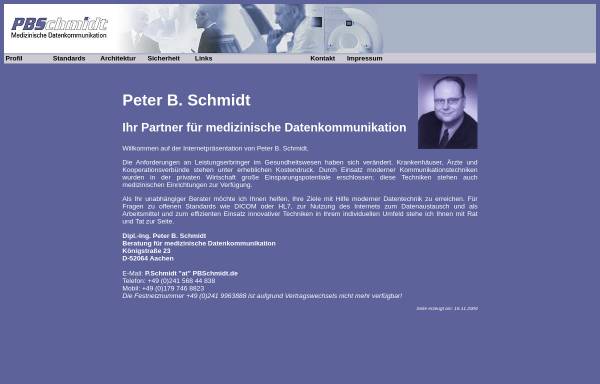 Vorschau von www.pbschmidt.de, Peter B. Schmidt - Beratung für medizinische Datenkommunikation