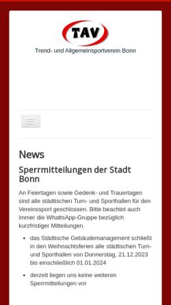 Vorschau der mobilen Webseite www.tavev.de, TAV e.V. - Aggressive Inline-Skaten