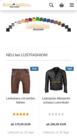 Vorschau der mobilen Webseite www.lustfashion.de, Lustfashion, Gabi Derbala & Dieter Gehm GbR