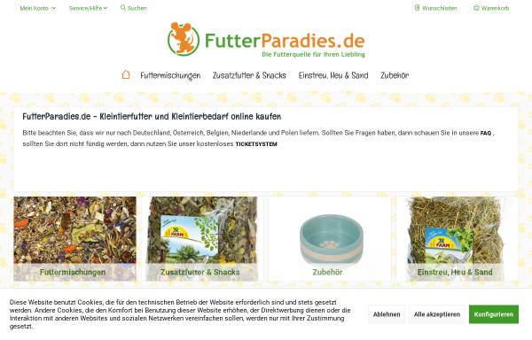 Vorschau von www.futterparadies.de, Futter Paradies, Stefan von der Forst