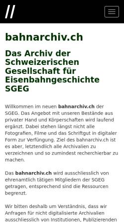 Vorschau der mobilen Webseite www.bahnarchiv.ch, Bahnarchiv.ch