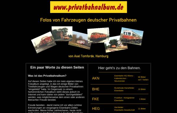 Vorschau von www.privatbahnalbum.de, Privatbahnalbum