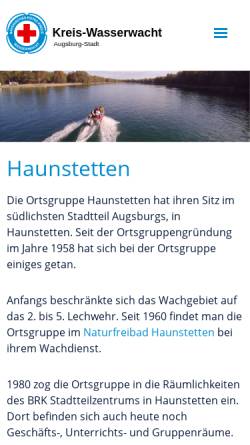 Vorschau der mobilen Webseite www.wasserwacht-haunstetten.de, Wasserwacht Ortsgruppe Haunstetten