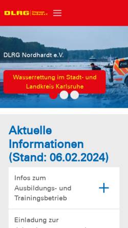 Vorschau der mobilen Webseite nordhardt.dlrg.de, DLRG Ortsgruppe Nordhardt