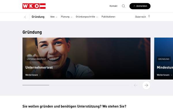 Vorschau von www.gruenderservice.at, Gründer-Service der Wirtschaftskammern Österreichs