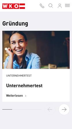 Vorschau der mobilen Webseite www.gruenderservice.at, Gründer-Service der Wirtschaftskammern Österreichs