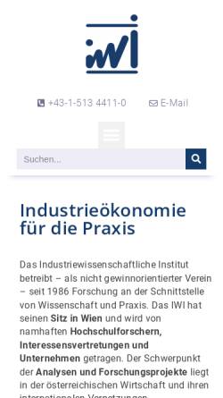 Vorschau der mobilen Webseite www.iwi.ac.at, Industriewissenschaftliches Institut (IWI)
