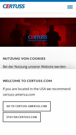 Vorschau der mobilen Webseite www.certuss.com, Certuss Dampfautomaten GmbH & Co. KG